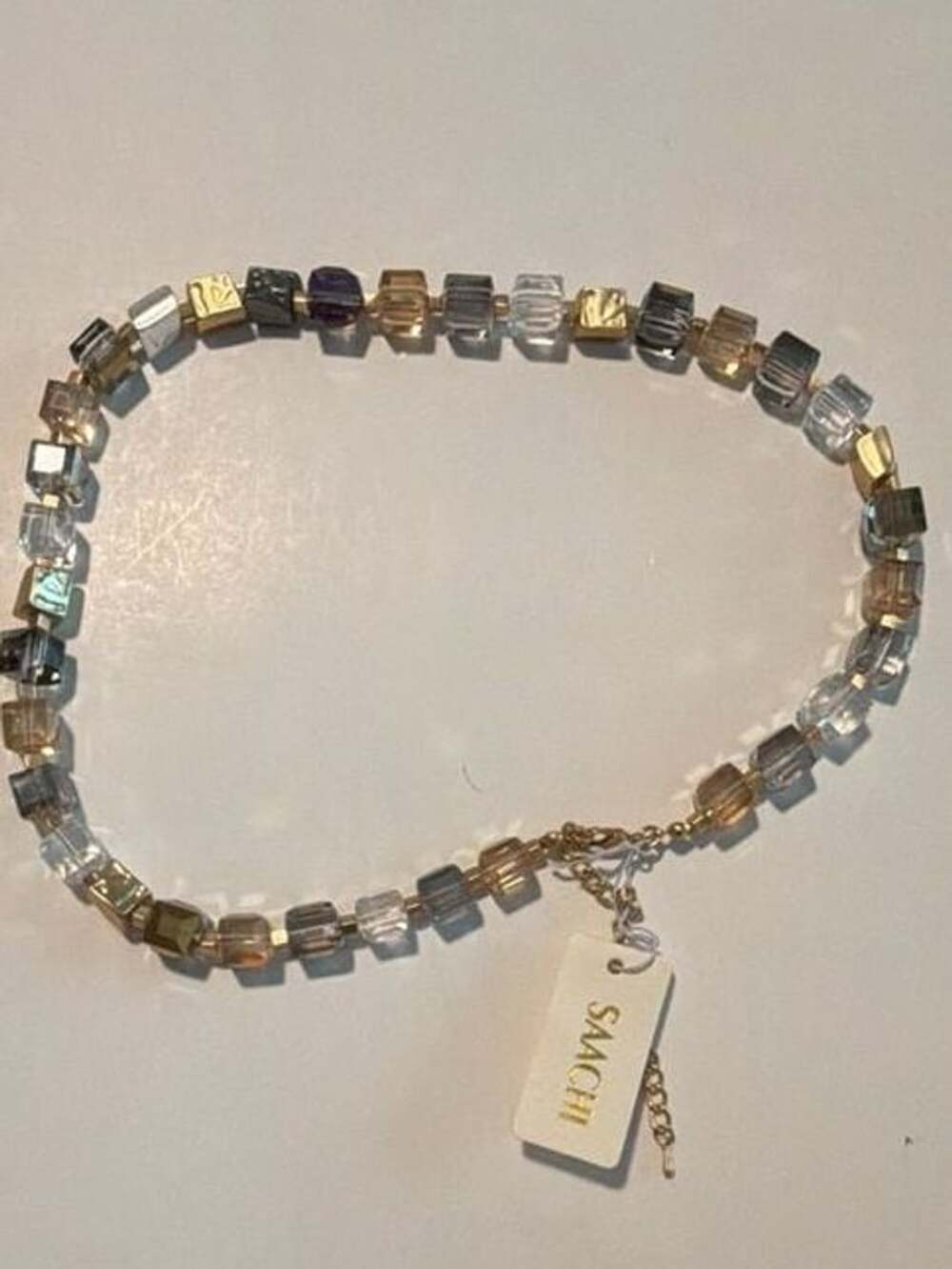 Saachi Faceted Beaded Cube Necklace